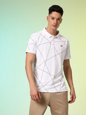 HRX by Hrithik Roshan Printed Men Polo Neck White T-Shirt