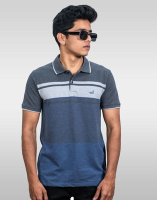 Lynx Colorblock Men Polo Neck Grey T-Shirt