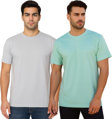 YUALIN CREATION Solid Men Crew Neck Multicolor T-Shirt