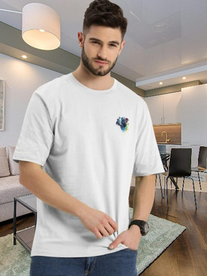 Dark Drive Printed Men Round Neck White T-Shirt