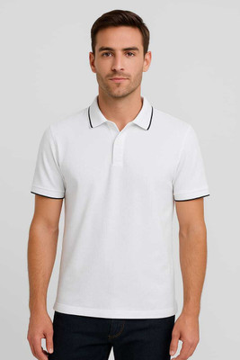 THE AMAYRA COLLECTION Solid Men Polo Neck White T-Shirt