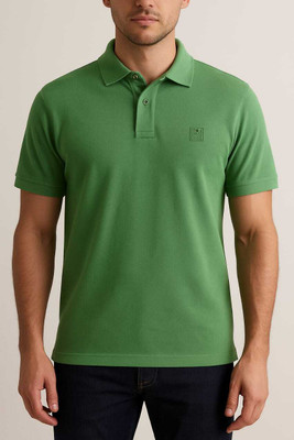 srk stylesh Self Design Men Polo Neck Green T-Shirt