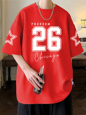 Cool Plus Graphic Print Men Round Neck Red T-Shirt