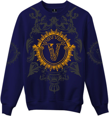 Doomee Printed Men Round Neck Dark Blue T-Shirt