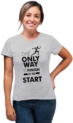 SmarTee Street Printed Women Round Neck Grey T-Shirt