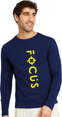 OrrganicChics Typography Men Round Neck Navy Blue T-Shirt