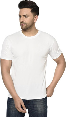 ACENTEO Solid Men Round Neck White T-Shirt
