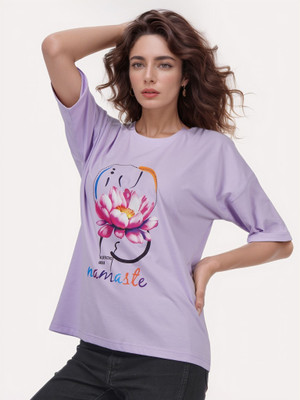 BlueFicus Printed Women Round Neck Multicolor T-Shirt