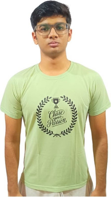Fashfilo Printed Men Round Neck Light Green T-Shirt