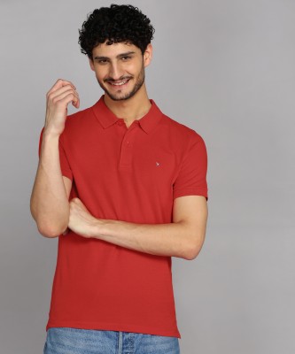 Celio Solid Men Polo Neck Beige T-Shirt