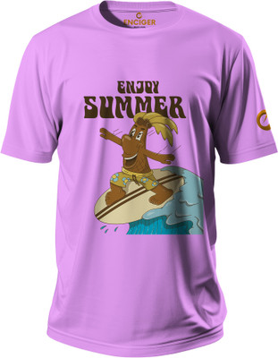 Enciger Graphic Print Men Round Neck Pink T-Shirt