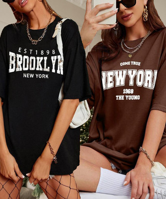 HELL BOUND Typography Women Round Neck Multicolor T-Shirt