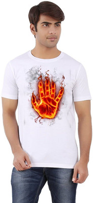 Clickwell Trending Printed Men Round Neck White T-Shirt