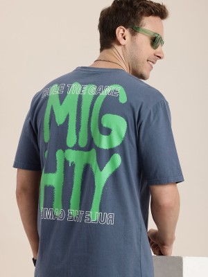 HERE&NOW Printed Men Round Neck Blue T-Shirt