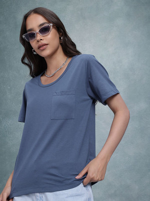 Roadster Solid Women Round Neck Multicolor T-Shirt