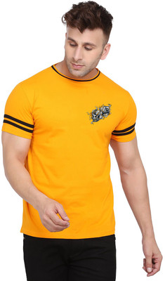 GEUM Graphic Print Men Round Neck Yellow T-Shirt