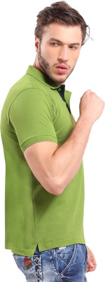 KEOTI Solid Men Polo Neck Light Green T-Shirt