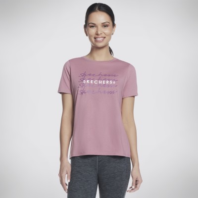 Skechers Printed Women Crew Neck Purple T-Shirt