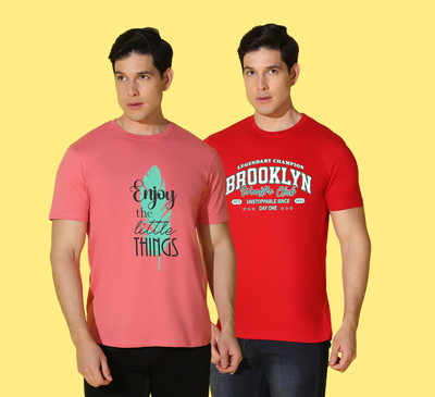 WOOSTRO Typography, Printed Men Round Neck Multicolor T-Shirt