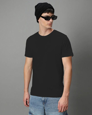 MH MOGHAHILLS Solid Men Round Neck Black T-Shirt