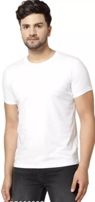 KSR FASHION MALL Solid Men Round Neck White T-Shirt