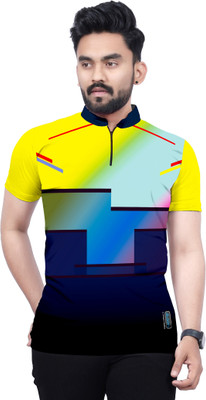 dhaari by unique creation Sporty Men Mandarin Collar Multicolor T-Shirt
