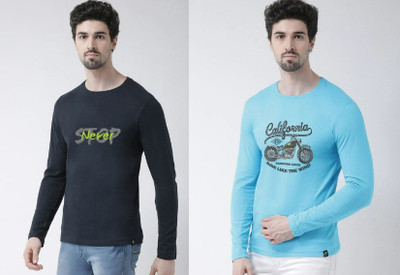 Stelino Printed Men Round Neck Dark Blue, Light Blue T-Shirt
