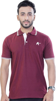Star Adam Striped Men Polo Neck Maroon T-Shirt