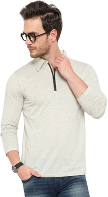 JB Jangoboy Solid Men Polo Neck White T-Shirt