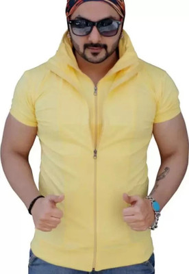 Tresna Trending Solid Men Polo Neck Yellow T-Shirt