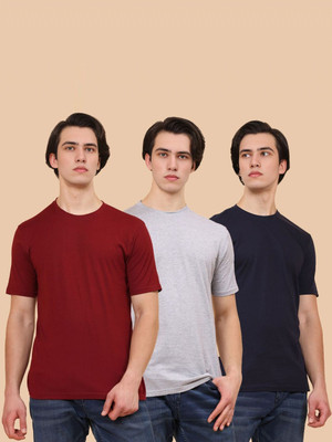 Moda Rapido Solid Men Round Neck Grey T-Shirt