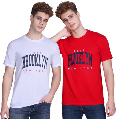 Zeffit Printed Men Round Neck Red, White T-Shirt