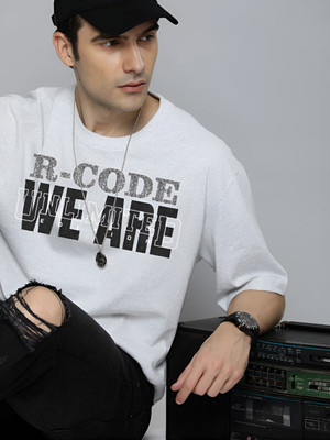 R.Code by The Roadster Life Co. Graphic Print Men Round Neck Grey T-Shirt