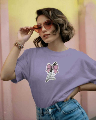 MythosBySS Printed Women Round Neck Purple T-Shirt