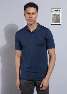 Force NXT Solid Men Polo Neck Multicolor T-Shirt