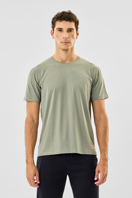 Snitch Solid Men Crew Neck Light Green T-Shirt