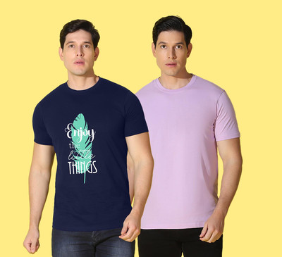WOOSTRO Printed Men Round Neck Multicolor T-Shirt