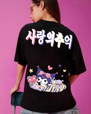 THE DRY STATE Printed Women Round Neck Black T-Shirt