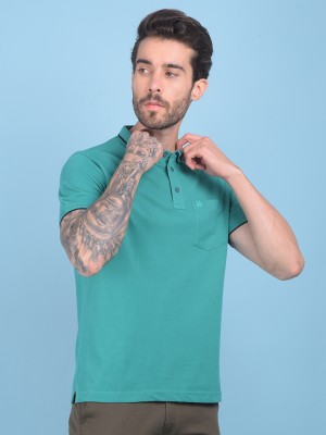 CRIMSOUNE CLUB Solid Men Polo Neck Green T-Shirt