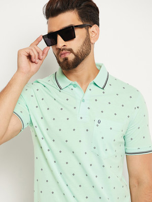 UNIBERRY Printed Men Polo Neck Light Green T-Shirt