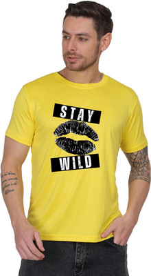 Shiv Junction Printed Men Round Neck Yellow T-Shirt