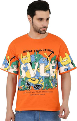 Sageware Solid Men Round Neck Orange T-Shirt