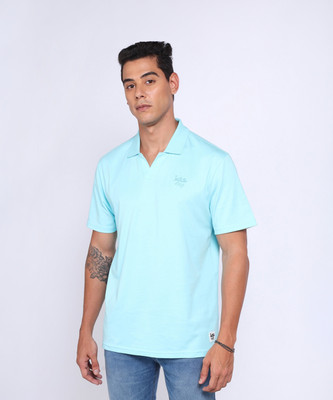 LEE Solid Men Polo Neck Blue T-Shirt