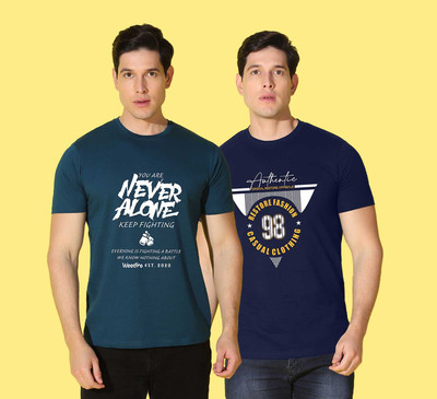 WOOSTRO Printed Men Round Neck Multicolor T-Shirt