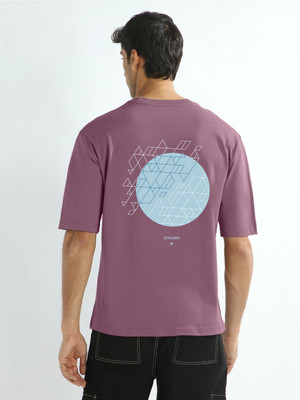 NOBERO Graphic Print Men Round Neck Purple T-Shirt