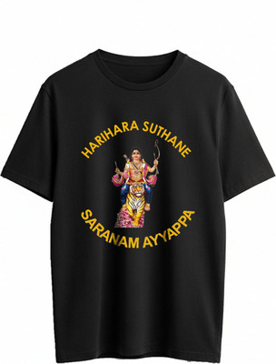 DEHCY Printed Men Round Neck Black T-Shirt