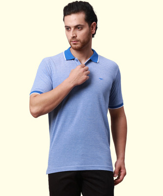 PARK AVENUE Solid Men Polo Neck Dark Blue T-Shirt
