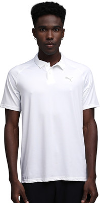 PUMA Printed Men Polo Neck White T-Shirt