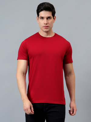 CANTABIL Solid Men Round Neck Red T-Shirt
