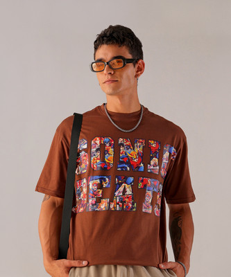 The Indian Garage Co. Graphic Print Men Crew Neck Brown T-Shirt